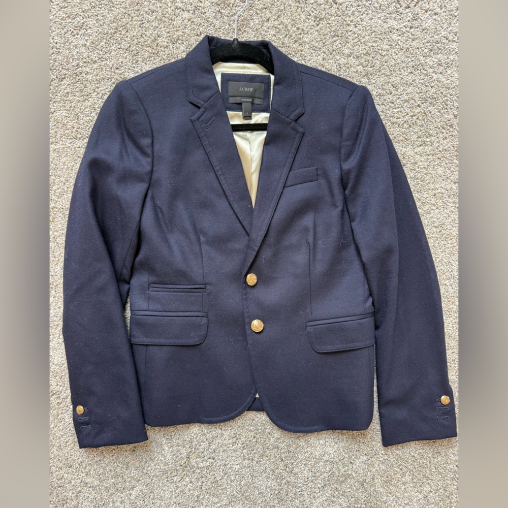 J.Crew Schoolboy Navy Wool Blazer Size 2 Gold Buttons - Picture 2 of 11